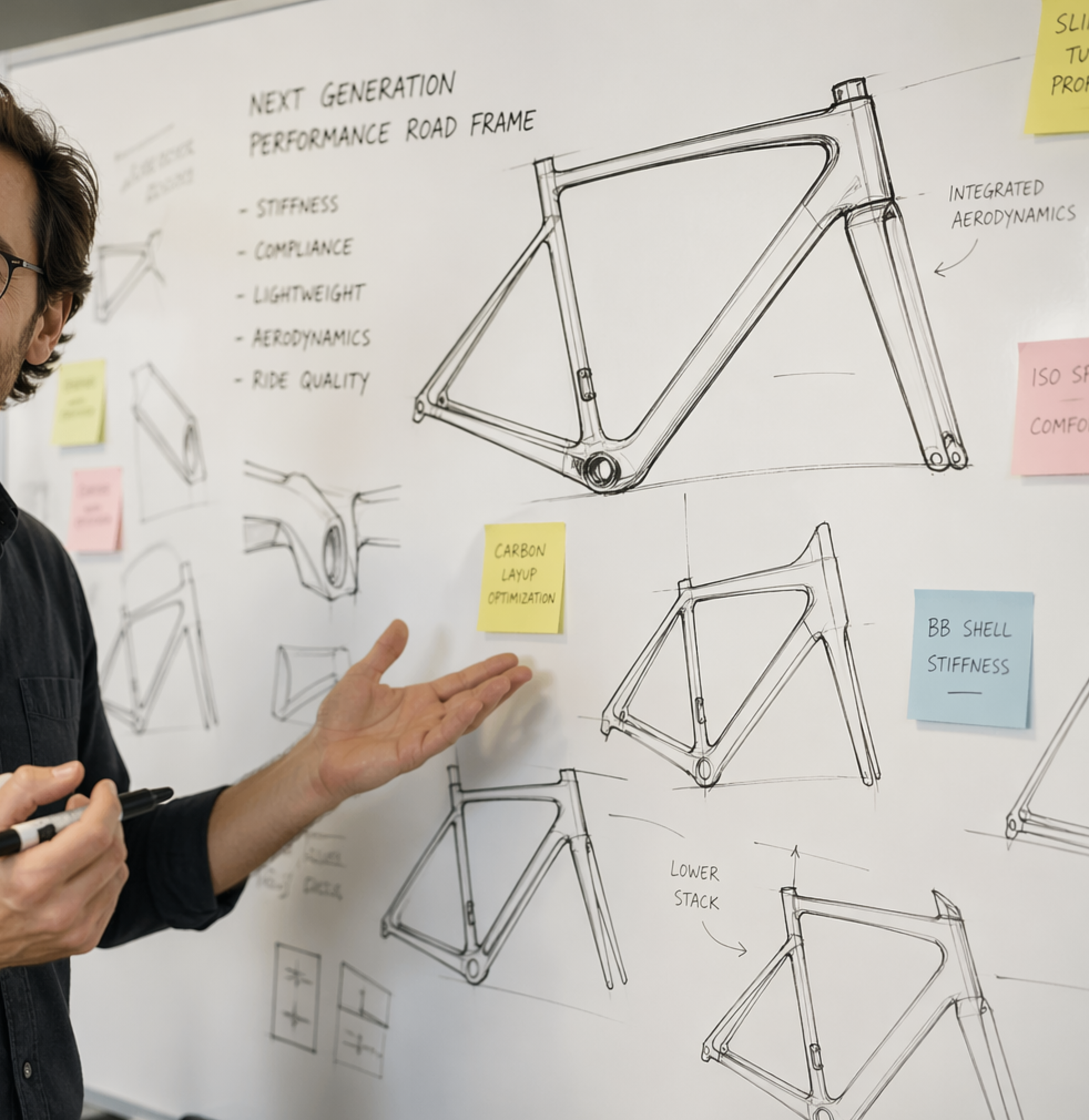 Bike frame ideation and design sketches