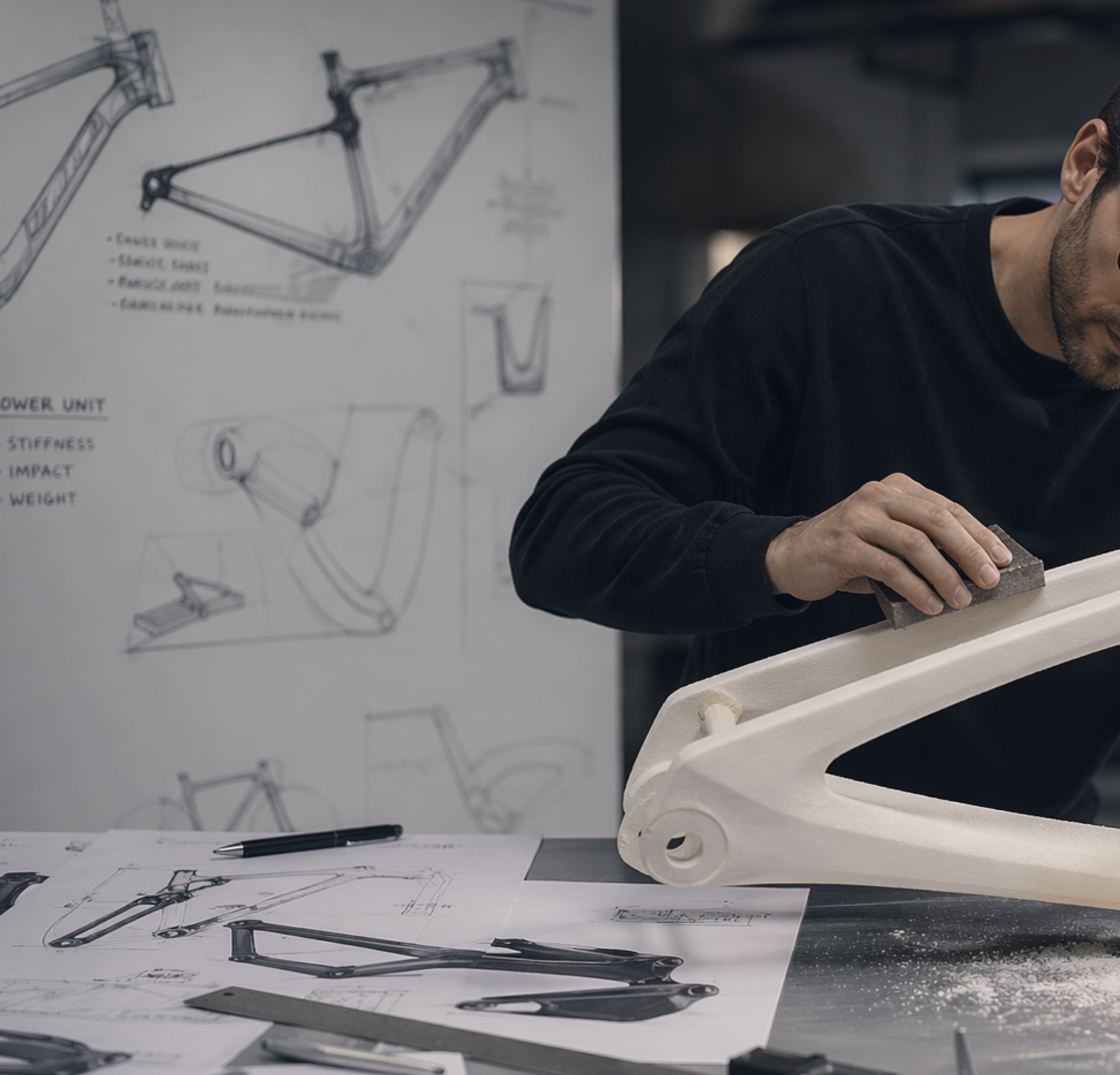 Hands-on bike frame prototype finishing work